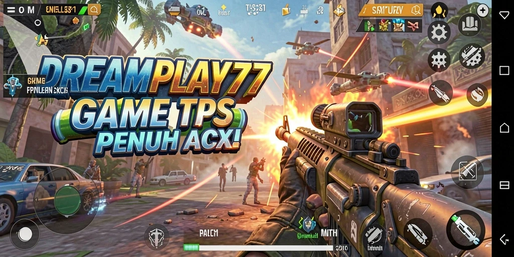 Screenshot menampilkan aksi intens dalam DREAMPLAY77 dengan grafis tajam.
