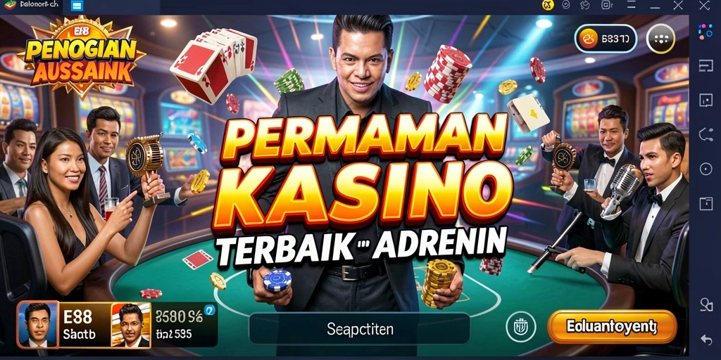 Tampilan gameplay menarik E88 dengan suasana kasino yang menggembirakan.