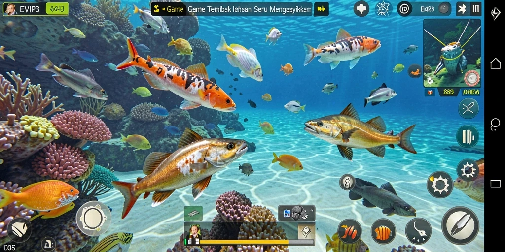 Tampilan gameplay seru dalam Tembak Ikan EVIP3.