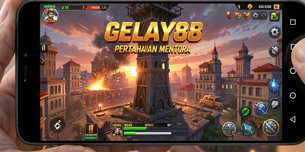 Screenshot gameplay menegangkan dari permainan Tower Defense GELAY88.