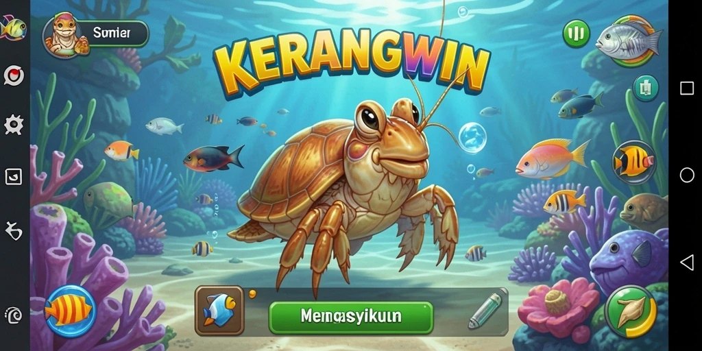 Screenshot KERANGWIN menampilkan gameplay seru dan interaksi kerang.
