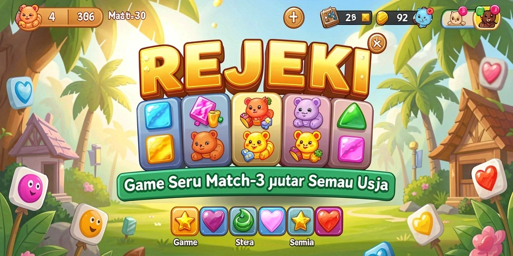 Tampilan gameplay seru dan menantang dari REJEKI yang penuh warna.