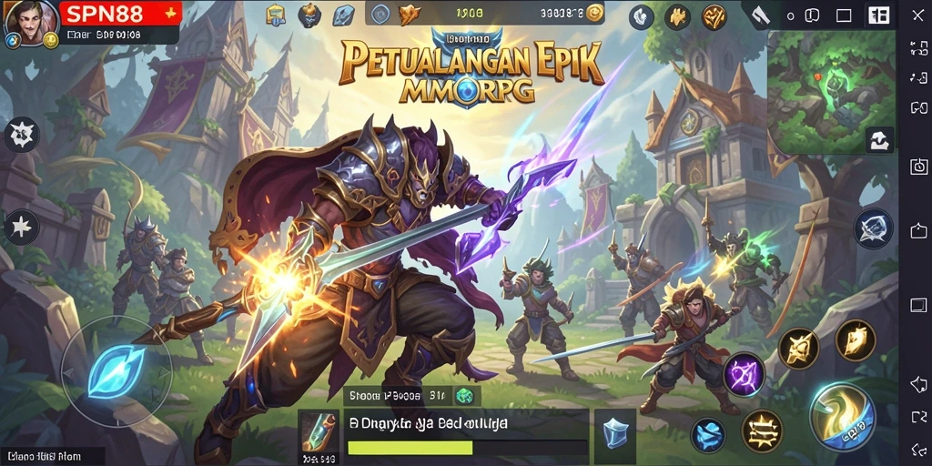 Screenshot gameplay menunjukkan pertempuran seru dalam dunia MMORPG.