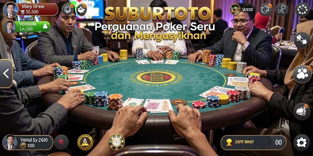 Tampilan gameplay SUBURTOTO dengan suasana Poker yang mendebarkan.
