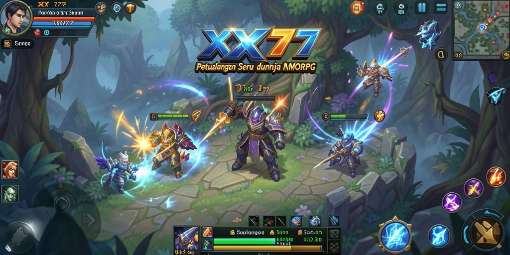 Screenshot menunjukkan aksi seru dalam permainan MMORPG XXX777.